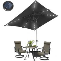 Parasol Droit led solaire jardin avec protection uv et fonction inclinable Ø210x140cm Gris - Tubiaz