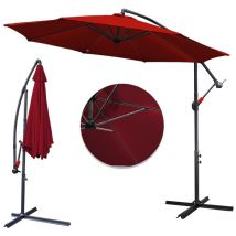 Parasol tournant à 360° Ø300cm Parasol à manivelle UV40+ Parasol de marché rouge - Tubiaz