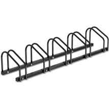 Râtelier vélos pour 5 vélos, 130x32x26cm, Support à vélo en acier galvanisé, peut être fixé au sol/au mur, pour largeurs de pneus de 3,5 à 5,5 cm,