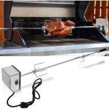 Tubiaz Set de brochettes Broche BBQ pour grill 107 cm incl. moteur en acier inoxydable, 220V - 240V Rôtissoire pour Barbecue