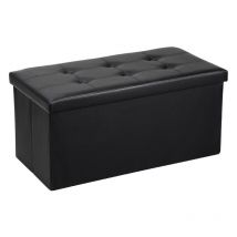 Tabouret de rangement Banc Coffre de Rangement Pliable 76cmx38cmx38cm Pouf Repose pieds Canapé Pouf avec Coffre de Rangemen Noir - Tubiaz