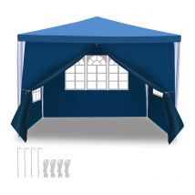 Tente de réception Tonnelle de jardin Tente pliable Protection contre les uv pour le jardin extérieur, le camping avec parois latérales 3x3m Bleu