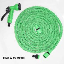 Tubo da Giardino Estensibile Pompa Acqua Terrazzo 15mt con Pistola 7 Funzioni