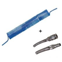 Bricolife - tubo poliuretano 8x12 mm 7,5 metri compressore aria compressa spirale codolo + raccordi