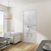 Inova Star - Glastür Drehtür mit Beschlag 834 x 1972 din links esg Dekor Wohnungstür - Tür + Beschlag DB80