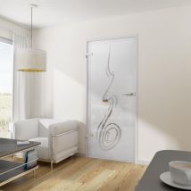 Glastür Drehtür mit Beschlag 834 x 1972 din links esg Dekor Wohnungstür - Tür + Beschlag DB04