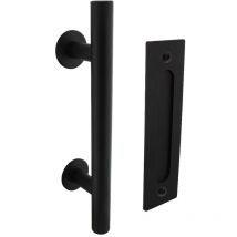 Intersteel - Türgriff und Aufschraubmuschel für Schiebetüren in Schwarz massives Material