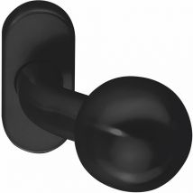 Türknopf fest auf Rosette oval, Edelstahl schwarz