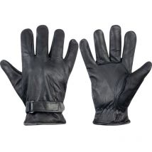 Black, Fleece Lined Leather Gloves - Large - Black - Tuffsafe