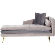 Beliani - Tufted Thickly Padded Living Room Chaise Lounge Velvet Beige and Grey Gonesse