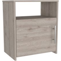 TUHOME Mueble Mesa de Noche Bristol, Un Compartimiento con Puerta, Superficie Superior, Gris 58,6 cm Ancho: 50,5 cm Profundidad: 34,1 cm