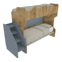 Lit superposé peu encombrant avec troisième lit extractible et échelle latérale - Idéal pour les chambres d'enfants - Quercia et Avio