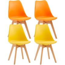 Cuisine Design avec Coussins en Cuir et Pieds en Hêtre Massif-Mélangez et associez deux couleurs--Jaune et orange