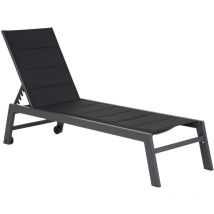 Happy Garden - Tumbona barbados en textileno negro aluminio gris antracita