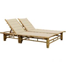 Furniture Limited - Tumbona con cojines para 2 personas bambú