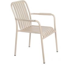 Oviala - Silla de terraza con reposabrazos de aluminio color topo
