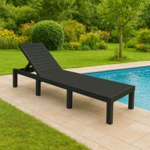Ipae Progarden - Tumbona Caserta, Tumbona de jardín ajustable, Cuna exterior, 100% Made in Italy, Cm 195x65h78, Antracita