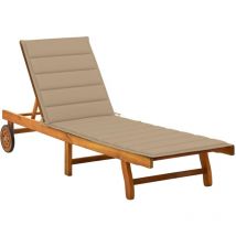 Maisonchic - Tumbona tumbona para tomar el sol cama de jardín terraza muebles de exterior 200 cm con cojín de madera maciza de acacia 020012410