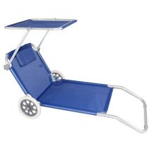 Tumbona de playa con ruedas coín techo parasol de metal