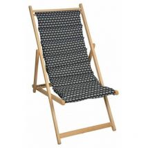 Tumbona Jardin Prive helsinki lona madera de haya negro/blanco (106 x 55 x 95 cm)
