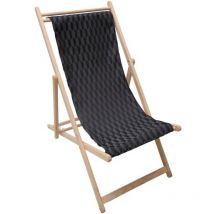 Jardin Prive - Chilienne Geometric noir - avec toile amovible - Structure en hetre massif fsc couleur naturel multipositions : 3 positions