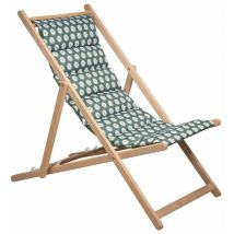 Jardin Prive - Chilienne matelassée Prairie structure en Hetre massif fsc, tissu en polyester coton traité déperlant, 3 positions.