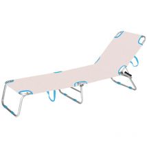 Marbueno tumbona plegable aluminio beige/azul surtida playa y piscina 187x58x24 cm 10363