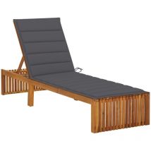 Tumbona tumbona para tomar el sol cama de jardín terraza muebles de exterior con cojín de madera maciza de acacia
