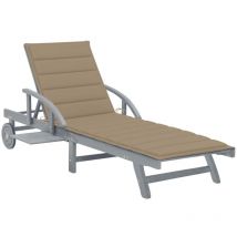 Rubberskin - Tumbona tumbona tumbona cama de jardín terraza muebles de exterior con cojín 200 cm madera maciza de acacia 020012407