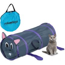 Relaxdays Tunnel pour chat, en forme de souris, LxD : env. 63 x 26 cm, labyrinthe pour petits animaux, polyester, coloré