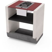 Module de support sud Électrique pour Barbecue en Béton Préfabriqué (Blanc, Gris, Rouge - 81 x 60 x 60 cm) - Usage Extérieur - Tuozi