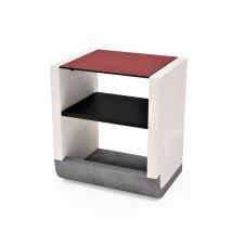 Tuozi - Module de support sud pour Barbecue en Béton Préfabriqué (Blanc, rouge - 81 x 60 x 60 cm) - Usage Extérieur