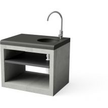 Module Kitaway Pure Origin avec évier et robinet pour Barbecue en Béton Préfabriqué (Gris - 84 x 63 x 63 cm) - Usage Extérieur - Tuozi