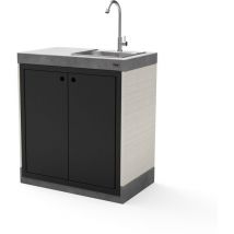 Module Stand plan/venit 1 avec évier et robinet pour Barbecue en Béton Préfabriqué (Blanc, Gris, Noir - 78 x 47 x 47 cm) - Usage Extérieur - Tuozi