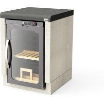 Module Stand réfrigérateur 61 pour Barbecue en Béton Préfabriqué (Blanc, Noir - 61 x 63 x 63 cm) - Usage Extérieur - Tuozi