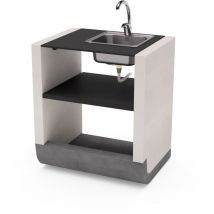Módulo de pie sud Fregadero y grifo para Barbacoa de Obra Prefabricada (Blanco, negro - 81 x 60 x 60 cm) - Uso en Exteriores - Tuozi