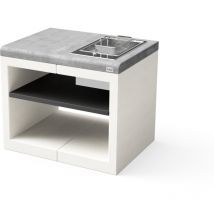 TUOZI - Módulo de soporte Placas de cocina KITAWAY ELECTRIC para Barbacoa de Obra Prefabricada (Blanco, Gris - 84 x 63 x 63 cm) - Uso en Exteriores