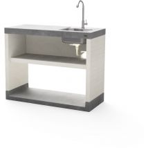 Tuozi - Módulo Stand plan/venit 2 lavabo/grifo para Barbacoa de Obra Prefabricada (Blanco, Gris - 110 x 47 x 47 cm) - Uso en Exteriores