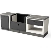 Pack 1 kitaway [f] - Cuisine d'extérieur pour Barbecue en Béton Préfabriqué (Blanc, Gris - 243 x 63 x 63 cm) - Usage Extérieur - Tuozi