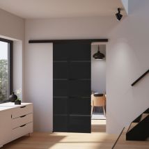 Schulte - Tür Schiebetür Glas schwarz satiniert 900 x 2035 Zimmertür Glasschiebetür Glastür - Stabgriff + Softclose