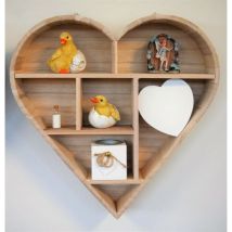 Marco Paul - Wooden Floating Heart Shelf, Small Wooden Shelving for Home and Kitchen (Natural)