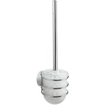 Porte brosse wc mural, Turbo-Loc fixation sans perçage, Plastique - Acier, 10x37,5x11,5 cm, blanc -brillant - Wenko