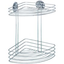 Etagère d'angle douche murale 2 niveaux, Panier de douche fixation sans perçage Turbo-Loc , Acier, 26,5x33x20 cm, brillant - Wenko