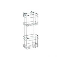 Mensola da parete per bagno, 2 cestini per doccia con fissaggio Turbo-Loc senza foratura, acciaio inossidabile, 18x47,5x12,5 cm, lucido - Wenko