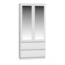 Topeshop - turin - 2 door wardrobe with mirror modern bedroom style - 90x50x180 - 2 drawers