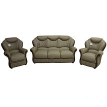 Turin 3 Seater + Armchair + Armchair Italian Coffee Milk Leather Sofa Suite Offer