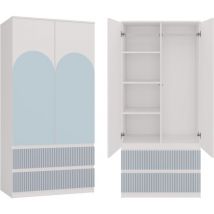 Topeshop - turin Armoire moderne chambre enfant bleu Penderie multifonctions 2 portes + tiroirs Dressing Système tip-on