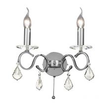 Inspired Diyas Torino - Wandleuchte geschaltet 2 Kerzenlicht poliert Chrom, Kristall