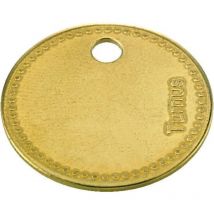 Werkzeugmarke Messing ø 27mm, gelocht, mit Perlrand kukko