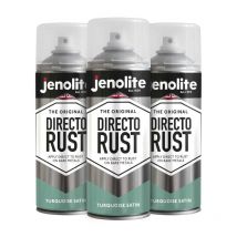 Jenolite - Turquoise - 3 x 400ml Aerosol Directorust Satin Multi Surface Paint - Turquoise - For Use On Wood, Metal, Plastic, Ceramic & Rusted